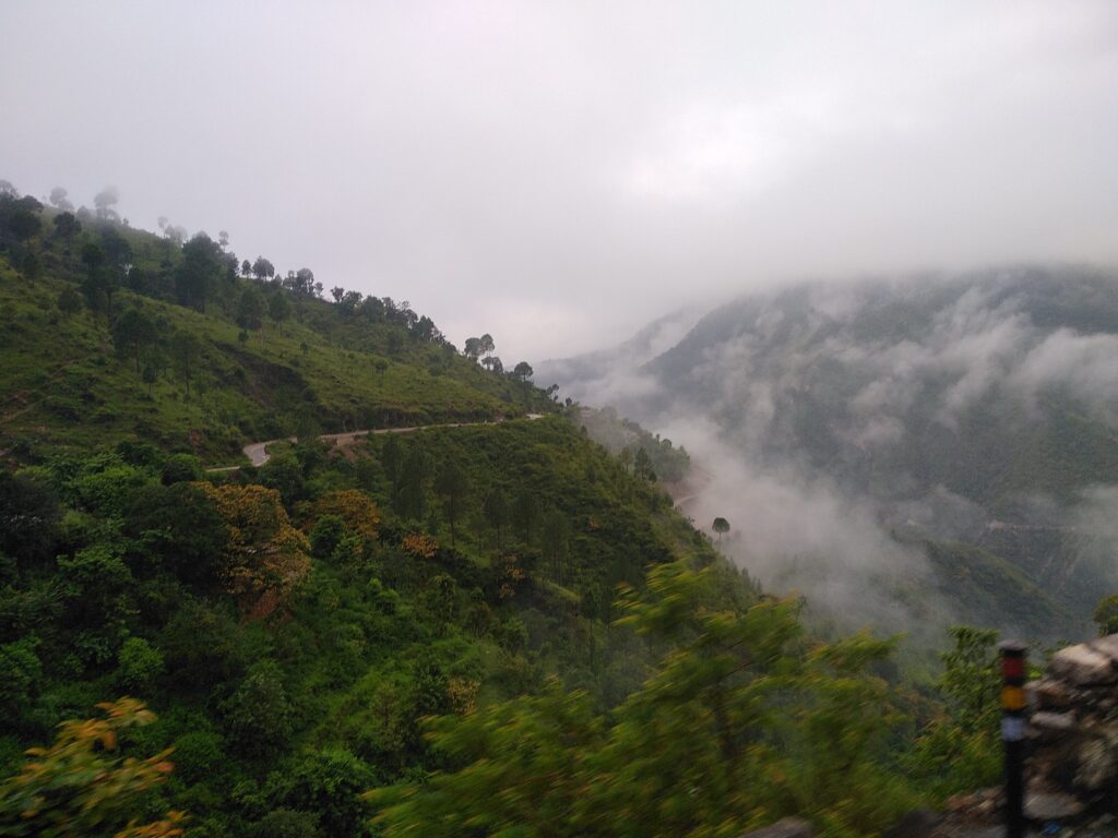 Pithoragarh in monsoon showing lush green valleys and mountains